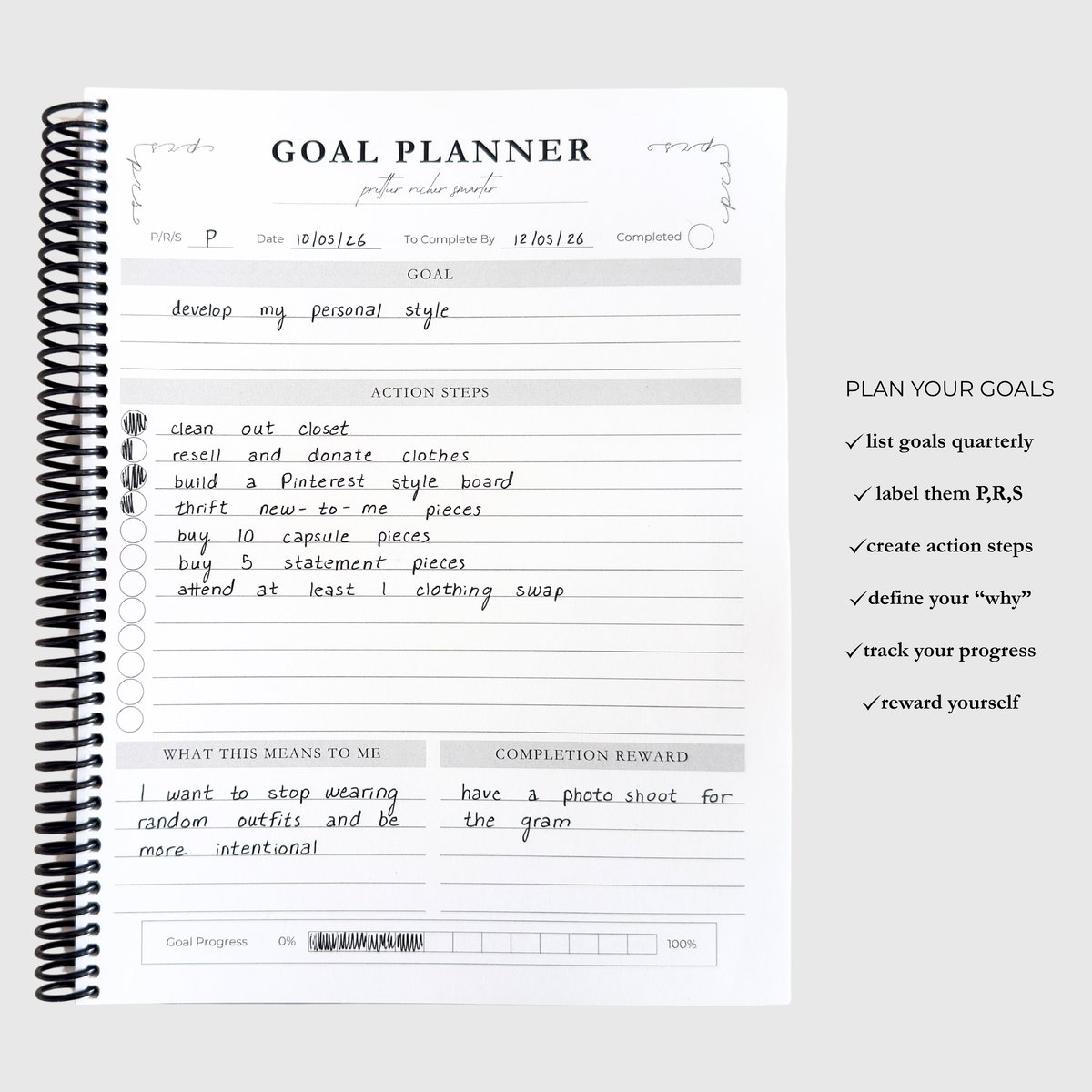 The PRS Method Undated Planner